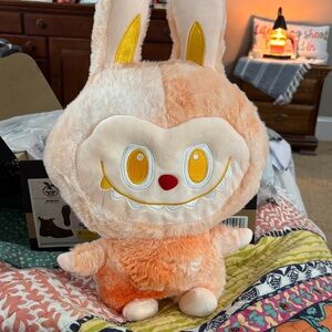Singing Cute Plush Labubu Bunny with Orange and Cream Colors